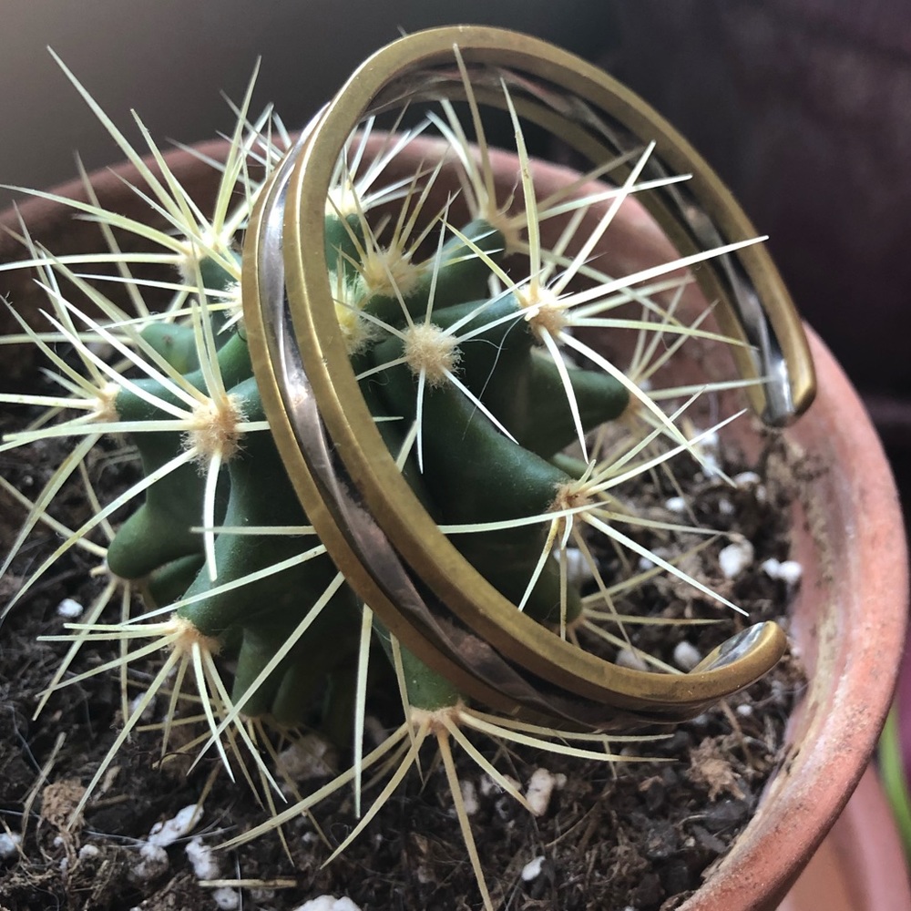 Vintage Sterling Silver and Brass Cuff